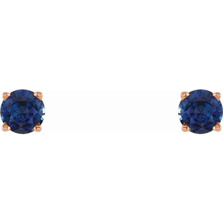 Women’s diamond chandelier earrings-14K Rose 4 mm Lab-Grown Blue Sapphire Stud Earrings