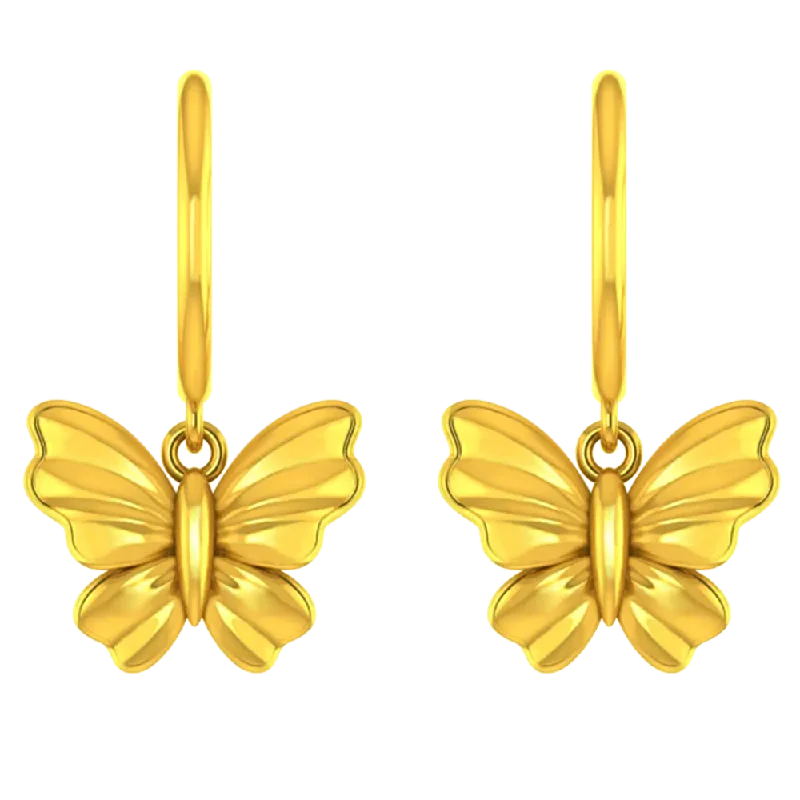 Women’s modern earrings-Butterfly Shaped 18k Gold Earrings