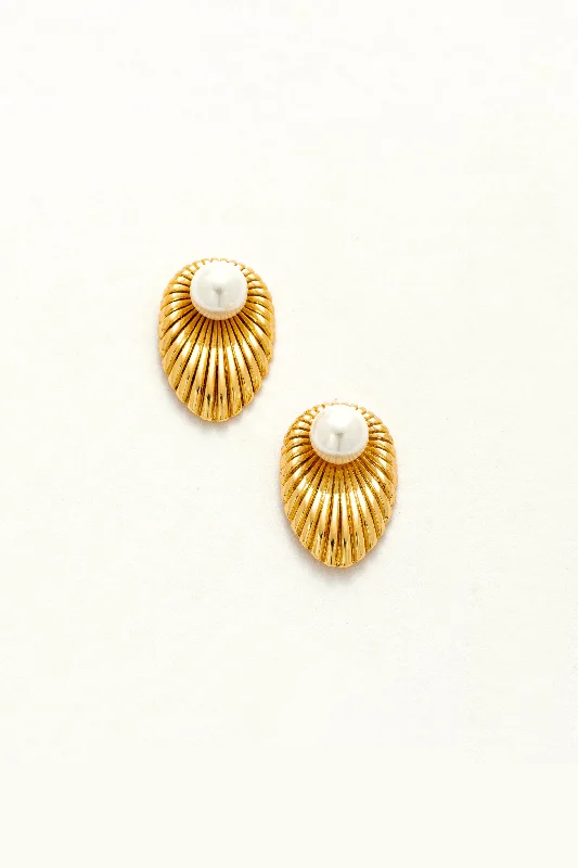 Women’s matching earrings sets-Saffron Pearl Stud Earrings