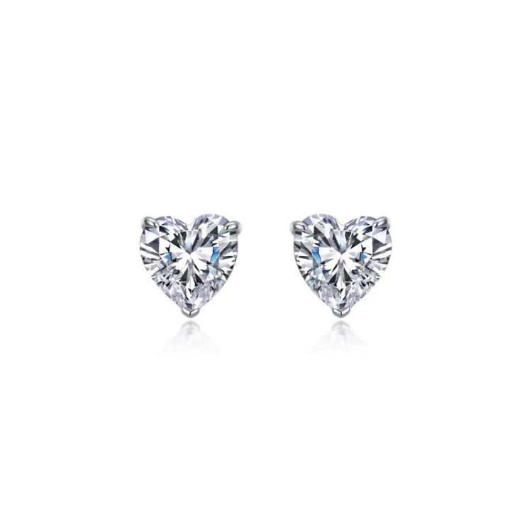 Women’s gemstone earrings-Heart Solitaire Stud Earrings