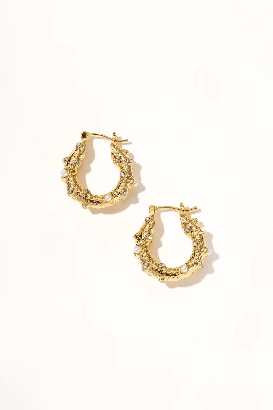 Women’s fashion earrings-Vyrenia 18k Gold with Pearls Earrings