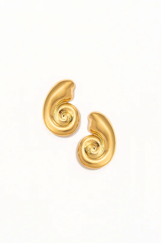 Women’s elegant diamond earrings-Marine Muse Gold Stud Earrings