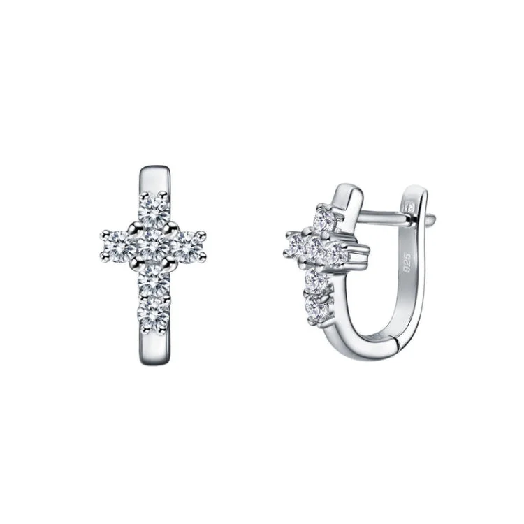 Women’s infinity earrings-Dainty Cross Huggie Earrings