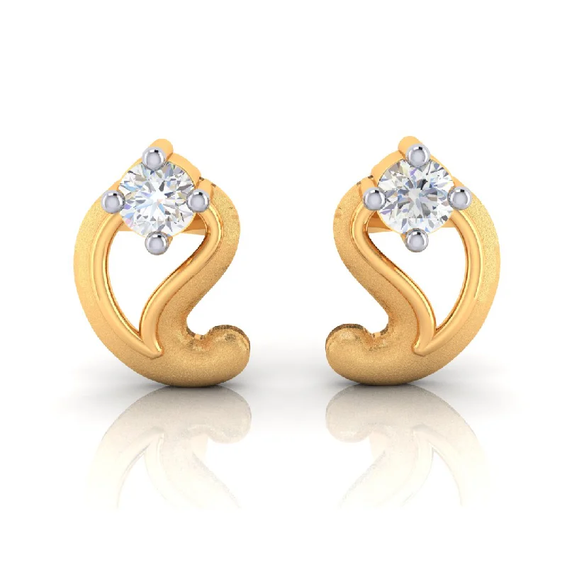 Women’s gold dangly earrings-14k Kalka Style American Diamond Gold Earrings