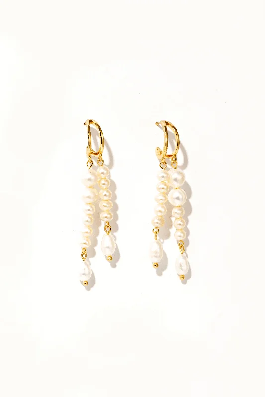 Women’s crystal earrings-Evadne Waterfall Pearl Drop Earrings