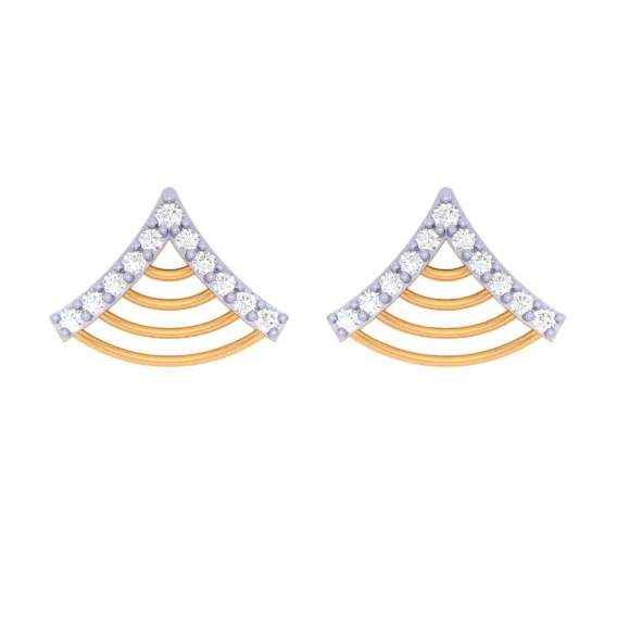 Women’s stud earrings-14KT Triangle Shaped Gold Earrings