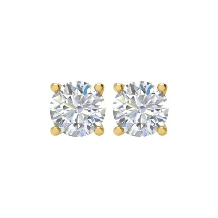 Women’s birthstone earrings-14K Yellow 1 CTW Natural Diamond Stud Earrings