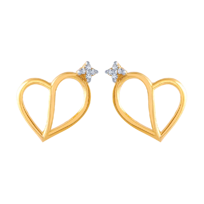 Women’s long dangling earrings-14KT (585) Yellow Gold And American Diamond Stud Earrings For Women