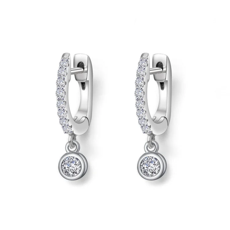 Women’s silver hoop earrings-Mini Dangling Bezel Earrings