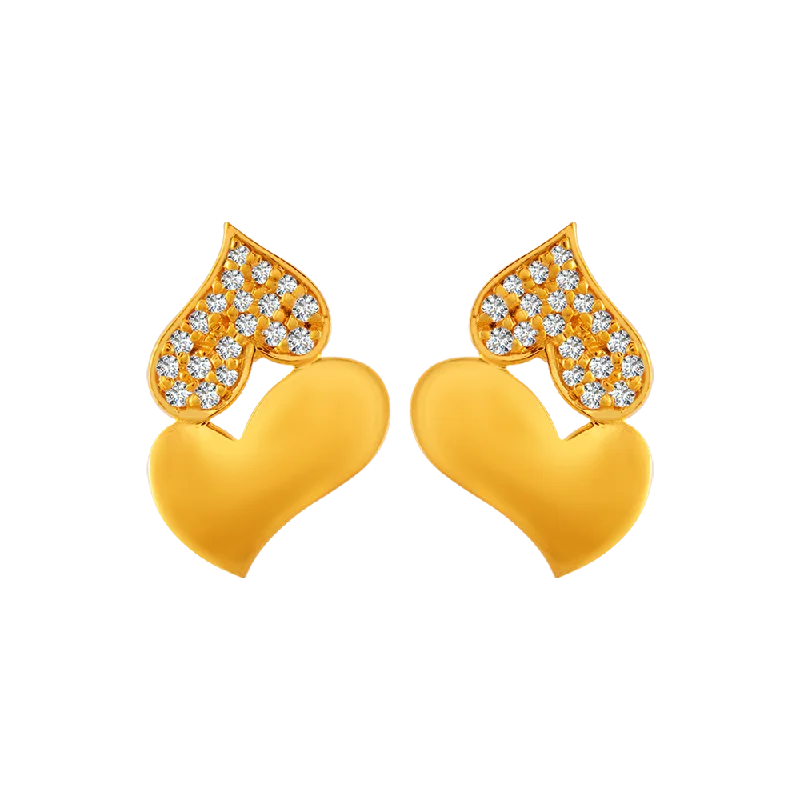 Women’s stylish pearl earrings-22KT Yellow Gold And American Diamond Stud Earrings For Women