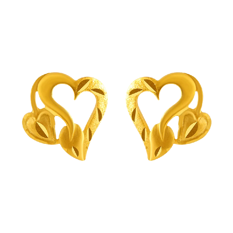 Women’s heart-shaped earrings-22KT Yellow Gold Stud Earrings For Women