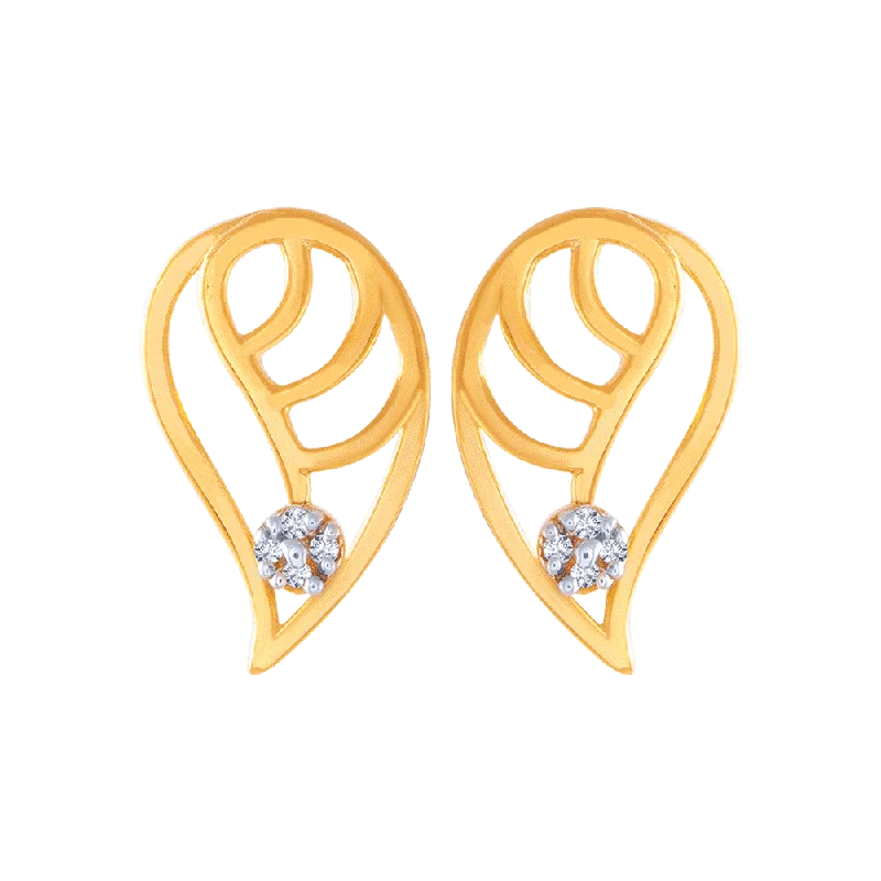 Women’s chandelier diamond earrings-14KT (585) Yellow Gold And American Diamond Stud Earrings For Women