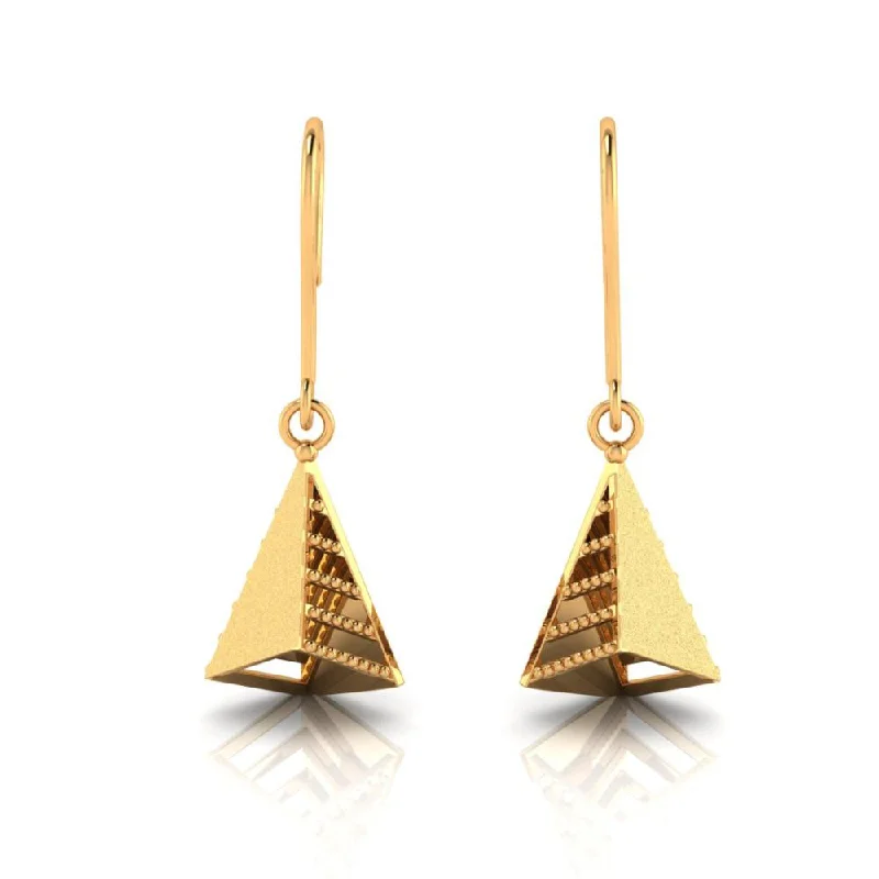 Women’s pearl earrings-18k Attractive Gold Earrings With A Unique Conical Shape