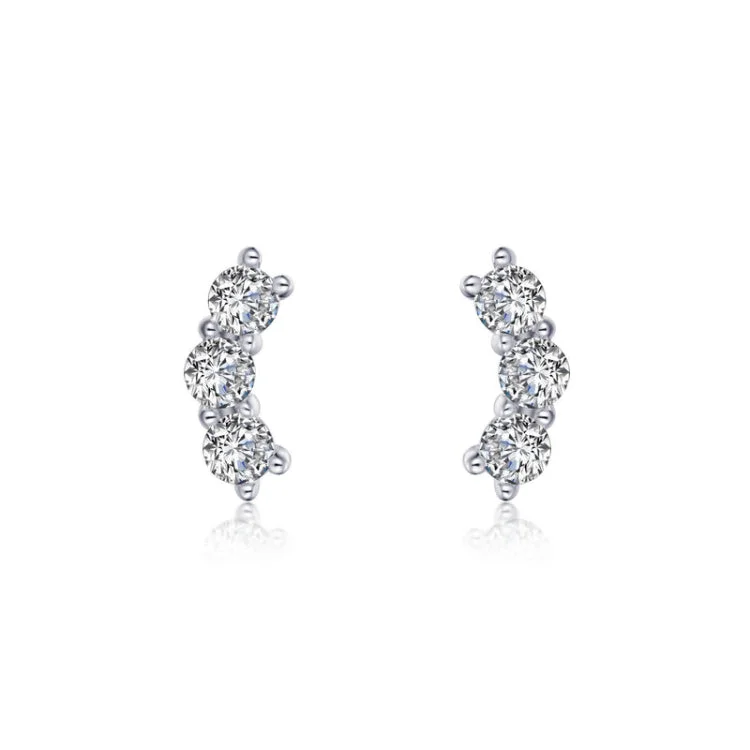 Women’s diamond chandelier earrings-3-Stone Stud Earrings