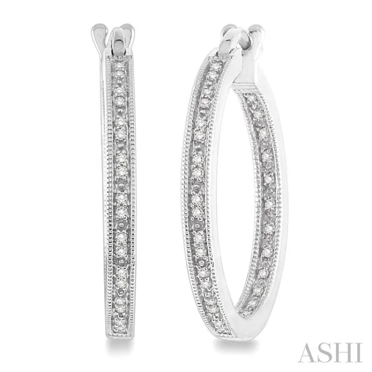 Women’s silver hoop earrings-1/4 Ctw Single Cut Diamond Hoop Earrings in Sterling Silver