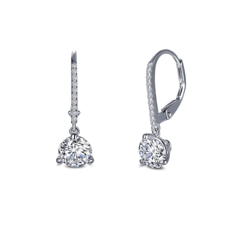 Women’s gold earrings-Leverback Solitaire Drop Earrings