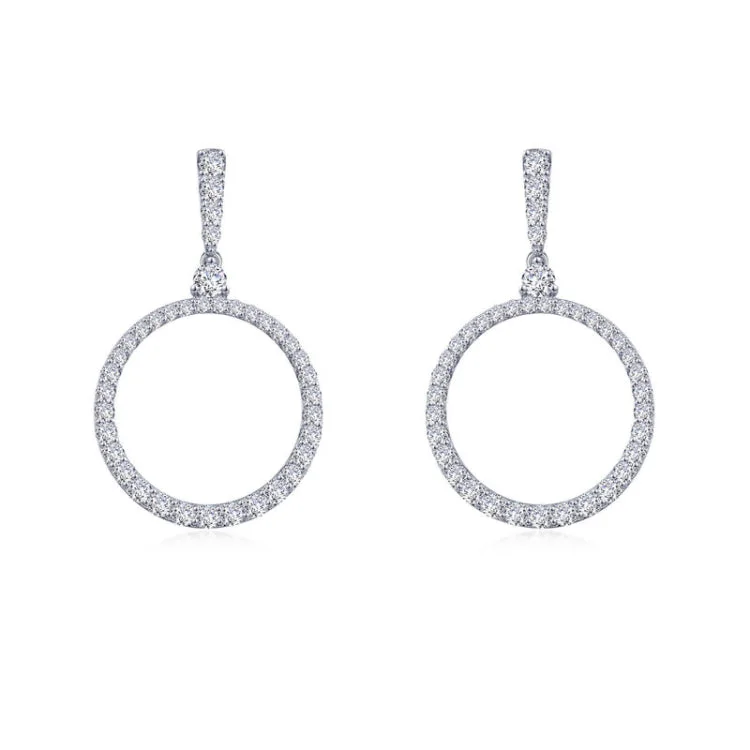 Women’s minimalist earrings-Open Circle Drop Earrings