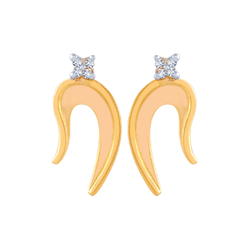 Women’s clip-on earrings-14KT (585) Yellow Gold And American Diamond Stud Earrings For Women