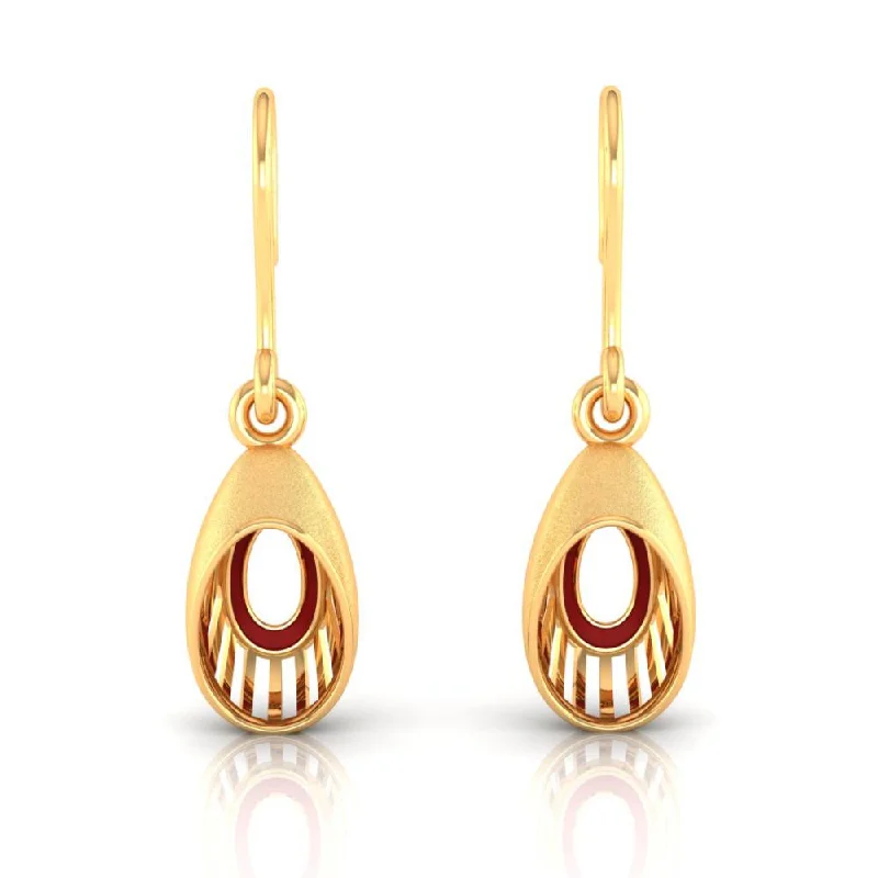 Women’s chandelier earrings-18k Oval-shaped Gold Earrings With A Distinctive Design