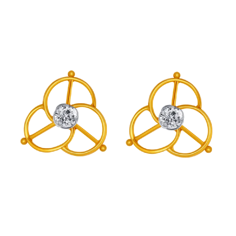 Women’s art deco earrings-14KT (585) Yellow Gold Stud Earrings For Women