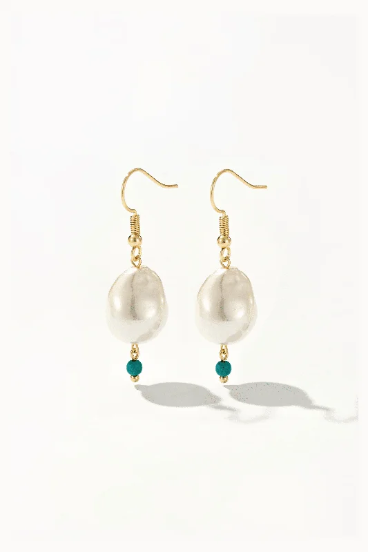 Women’s vintage diamond earrings-Keshi Pearl and Turquoise Drop Earrings