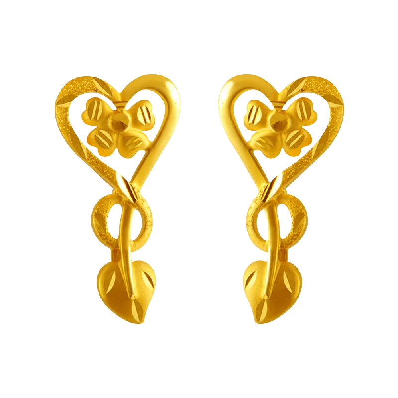 Women’s hoop earrings for parties-22KT Yellow Gold Stud Earrings For Women