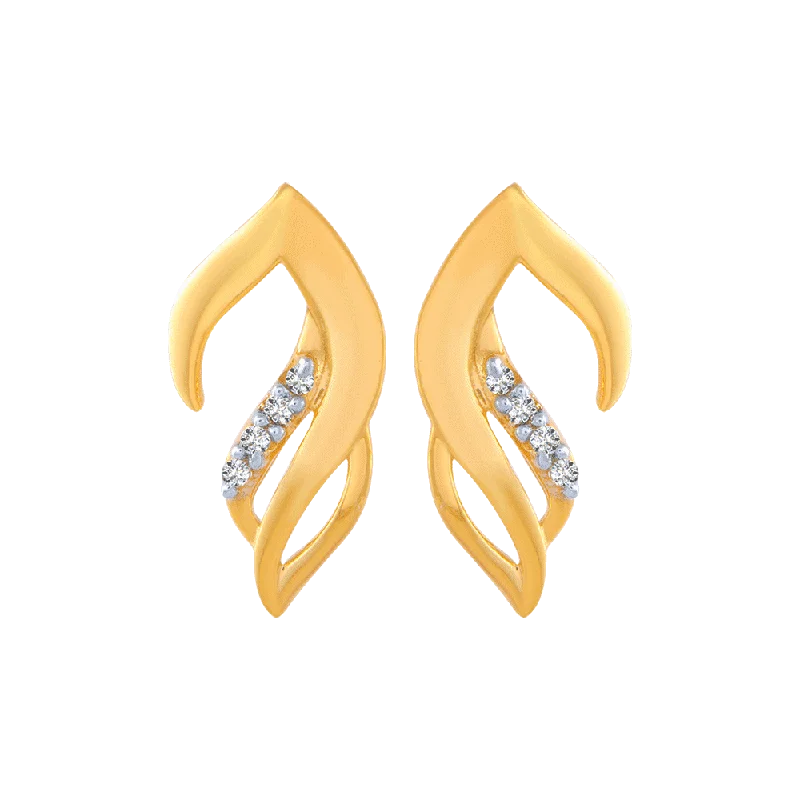 Women’s gold hoop earrings-14KT (585) Yellow Gold And American Diamond Stud Earrings For Women