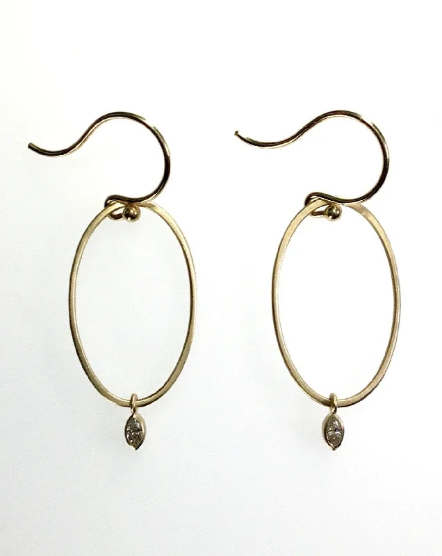 Women’s funky earrings-Carla Caruso Oval & Diamond Earrings