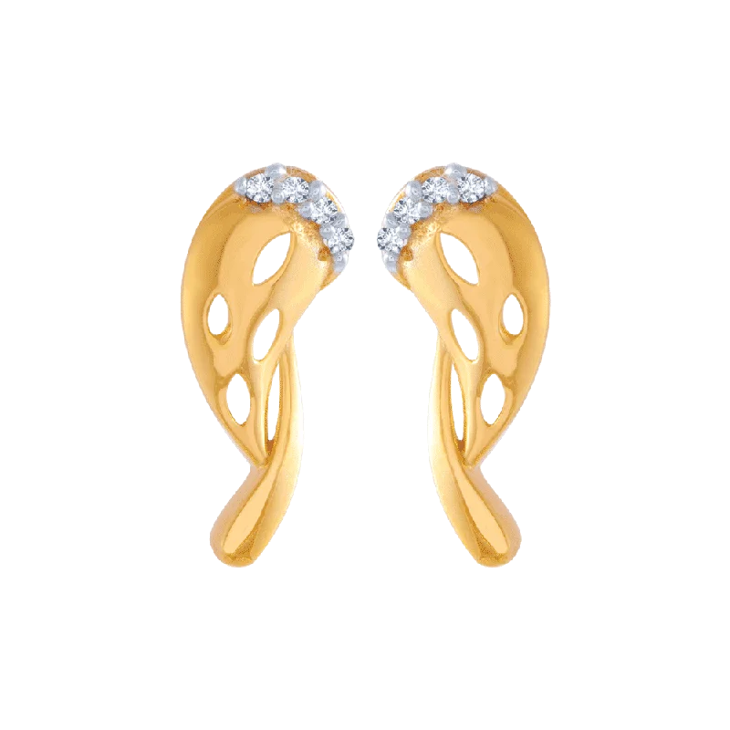 Women’s gemstone stud earrings-14KT (585) Yellow Gold And American Diamond Stud Earrings For Women