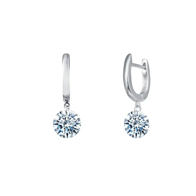 Women’s vintage earrings-Frameless Drop Solitaire Earrings