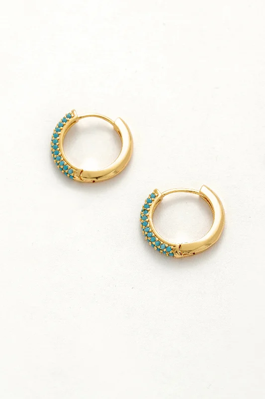 Women’s diamond stud earrings-Turquoise Bliss Hoop Earrings