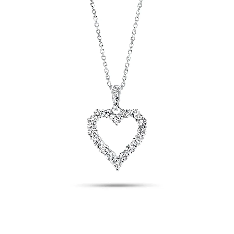 Women’s personalized gold necklaces-Diamond Open Heart Pendant with Diamond Bail