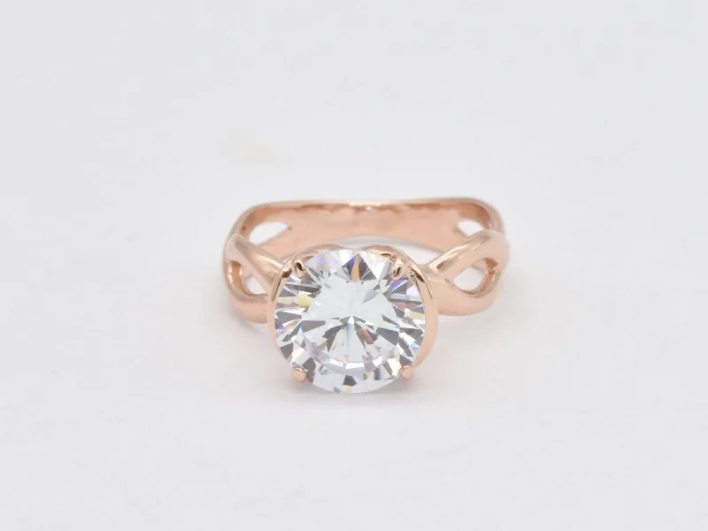 Women’s diamond engagement rings-Rose Gold Diamond Ring - Diamond Engagement Ring - Sparkly Bridal Ring