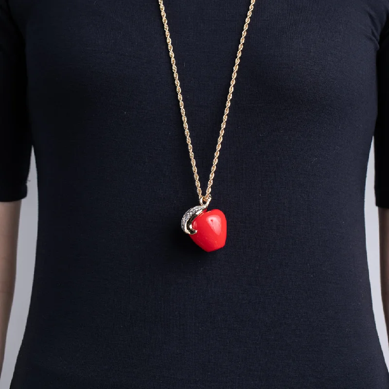 Women’s long necklaces-Red Apple Pendant