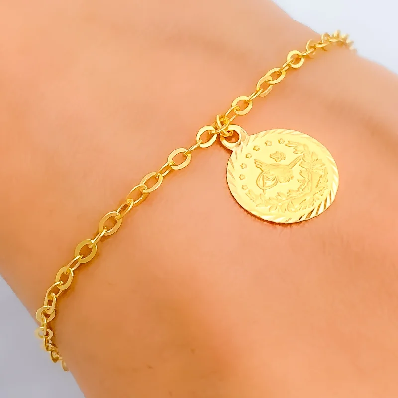 Women’s double bracelet sets-Rich Vibrant 21k Gold Coin Bracelet