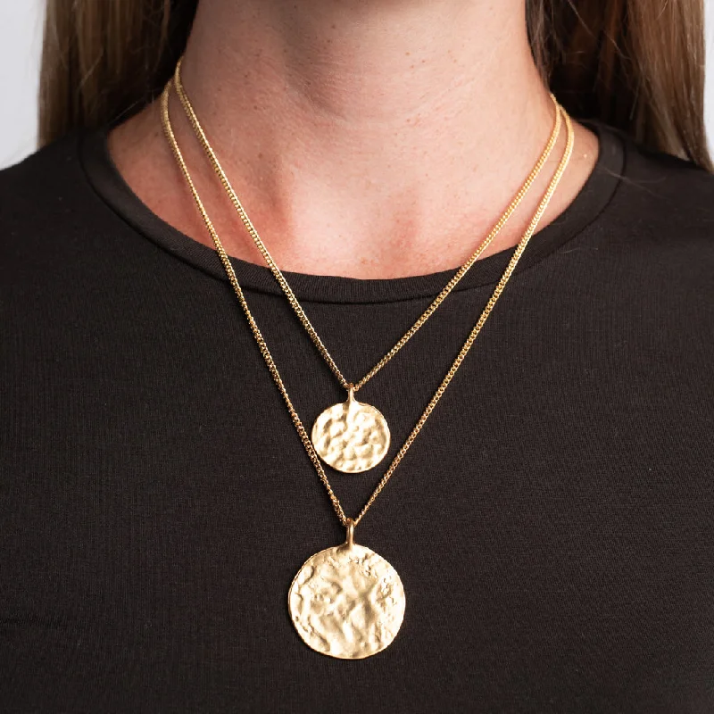 Women’s chunky necklaces-Double Chain Coin Pendants Necklace