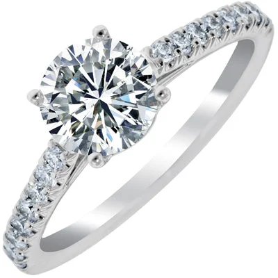 Women’s engraved engagement rings-Martin Flyer Diamond Engagement Setting in 14kt White Gold (1/4ct tw)