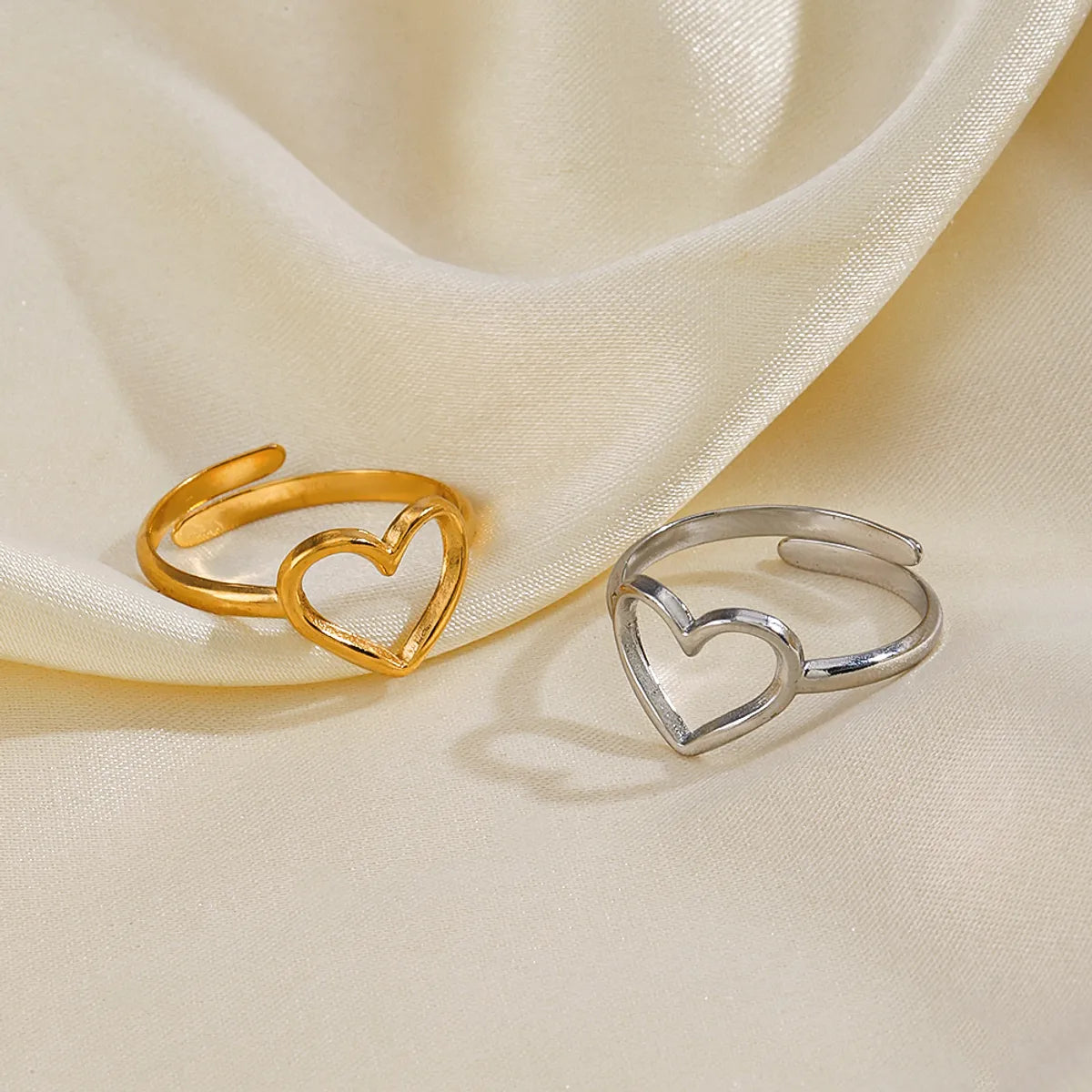 Women’s sterling silver rings-Ig Style Heart Shape Stainless Steel Plating 18k Gold Plated Rings