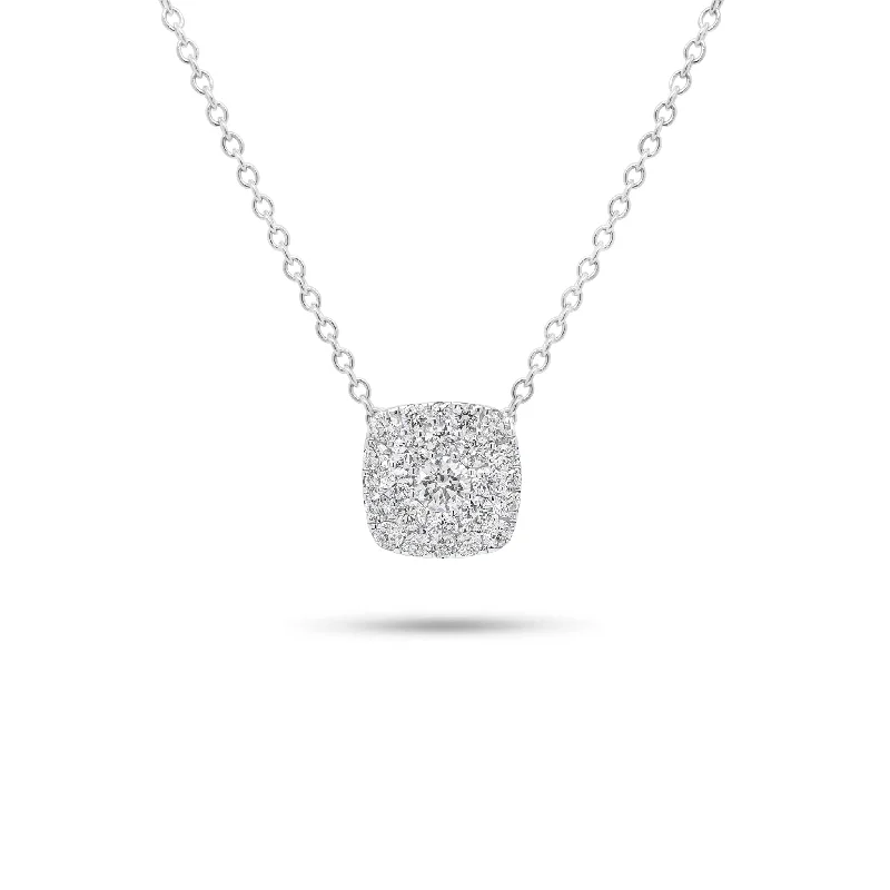 Women’s chunky chain necklaces-Pave Diamond Cushion Pendant Necklace