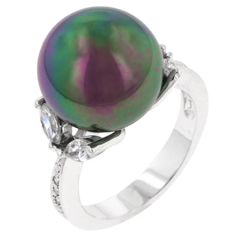 Women’s sapphire rings-Exquisite Tahitian Princess Ring - Elegant Black Pearl Jewelry