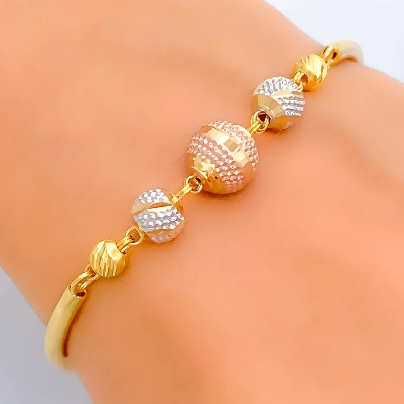 Women’s elegant tennis bracelets-Dazzling Vibrant 22k Gold Orb Flexi Bangle Bracelet