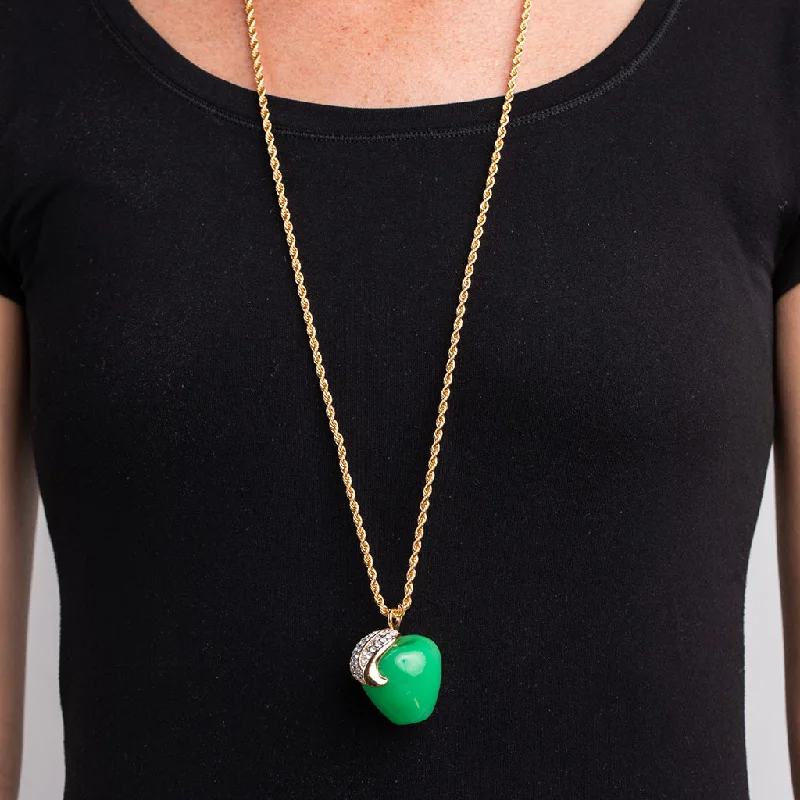 Women’s heart-shaped necklaces-Jade Apple Pendant