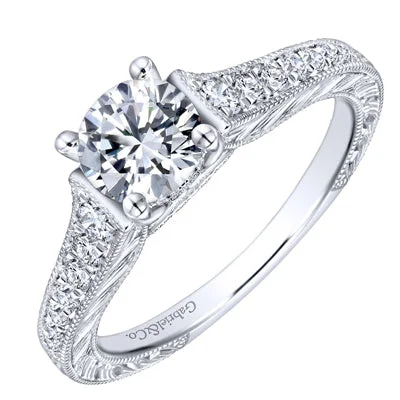 Women’s princess cut diamond engagement rings-Gabriel Abigail Diamond Engagement Ring Setting in 14kt White Gold (1/4ct tw)