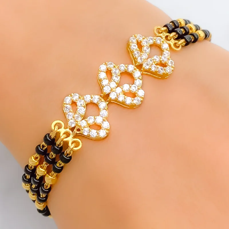 Women’s multicolored bangles-Sparkling Upscale 22k Gold Black Bead Bracelet