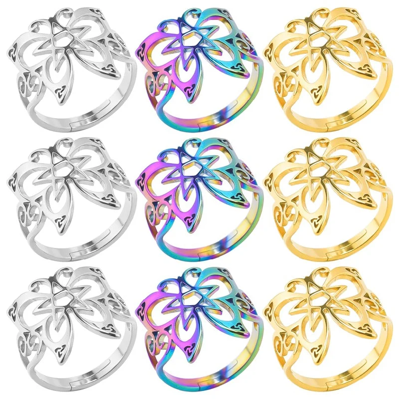 Women’s custom design rings-Commute Butterfly Stainless Steel Polishing Open Rings