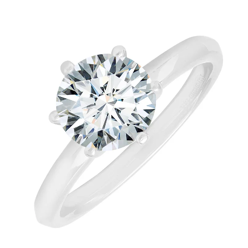 Women’s diamond halo engagement rings-Diamond Solitaire Engagement Ring in 14kt White Gold (1 1/2ct)