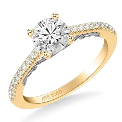 Women’s antique engagement rings-Artcarved Diamond Engagement Ring Setting in 14kt Yellow and White Gold (1/7ct tw)