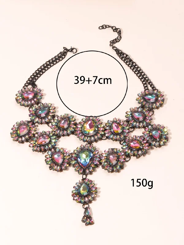 Women’s antique-style necklaces-Glam Luxurious Geometric Alloy Inlay Artificial Gemstones Women's Pendant Necklace