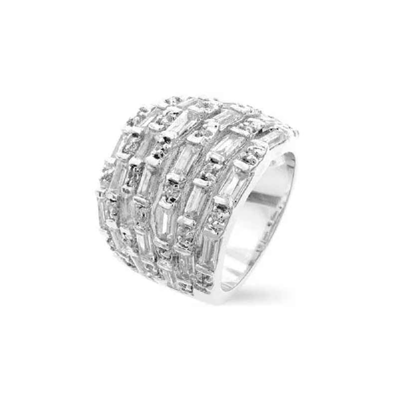 Women’s platinum engagement rings-Multi Row Cubic Zirconia Fashion Ring