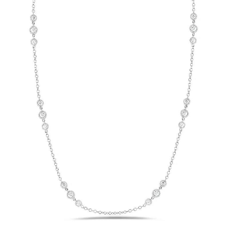 Women’s luxury necklaces-3 Station Diamond by the Yard Necklace with Antique Milgrain